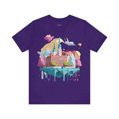 Natural Cotton Tee Shirt - Beautiful Places Collection - Warnemünde and Rostock - Germany Printify