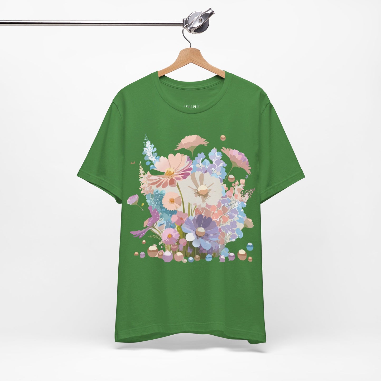 Natural Cotton Tee Shirt with Flowers