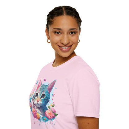 Cat Shirt Unisex Tee Kitten Cat Tee Softstyle 100 Percent Cotton Gildan 64000