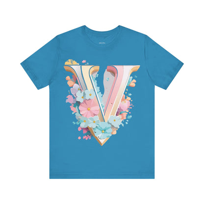 Natural Cotton Tee Shirt - Letters Collection - V Printify