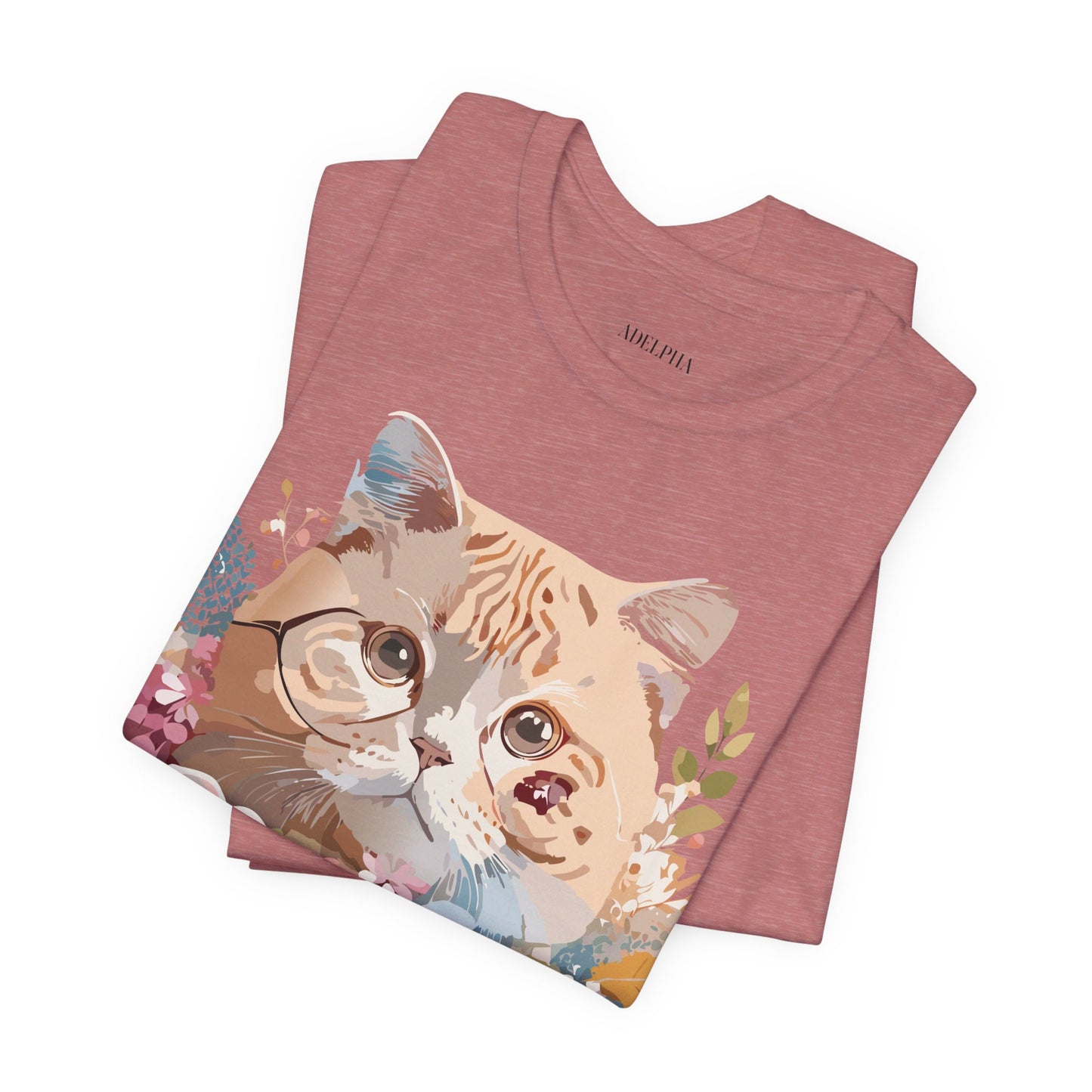 Natural Cotton Tee Shirt with Cat