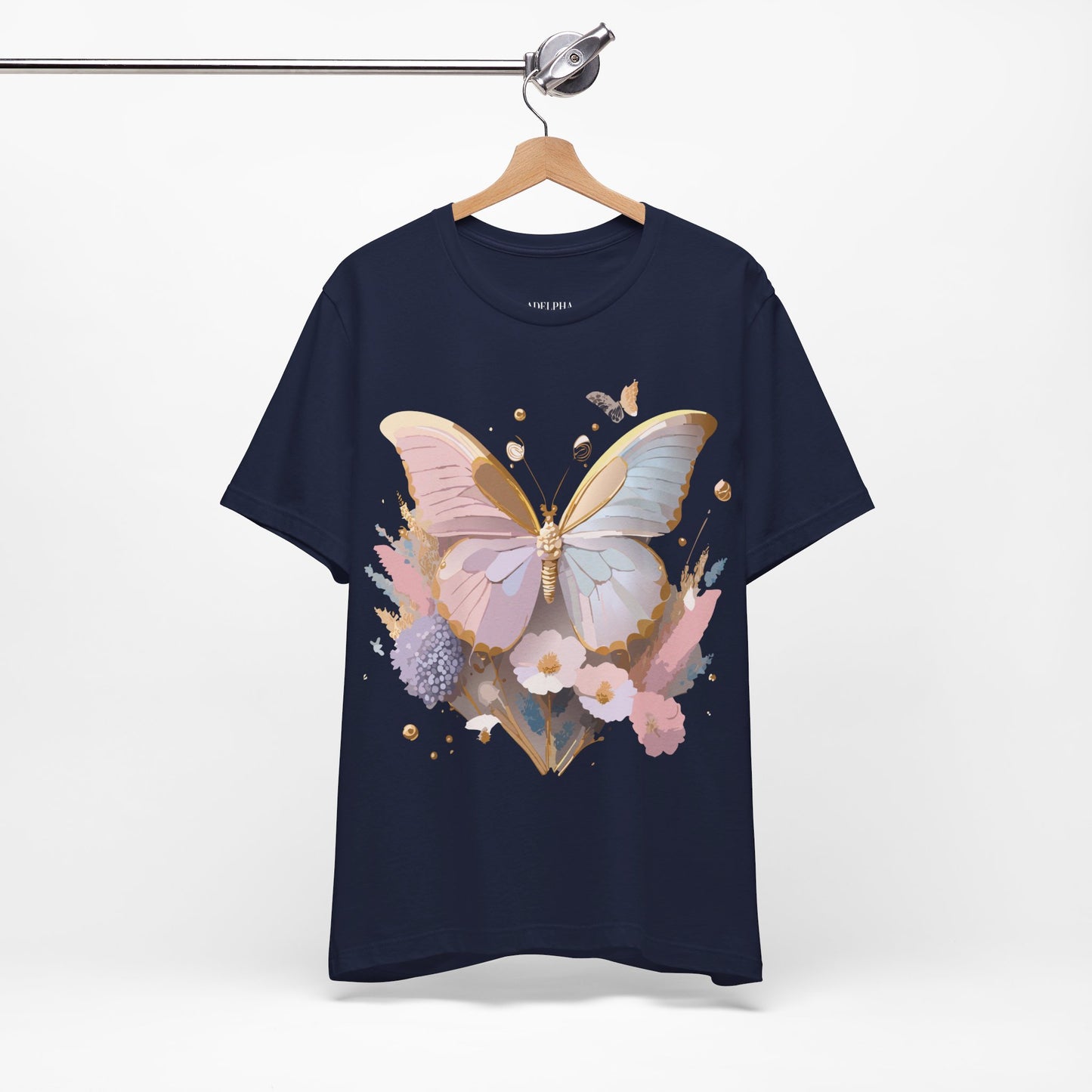 Natural Cotton Tee Shirt with Butterfly