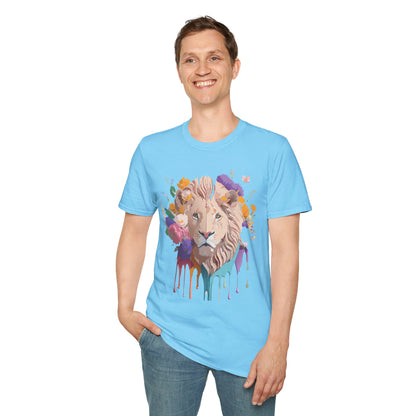 Unisex Lion Shirt Floral Lion Tee Softstyle 64000 Gildan Cotton Tee