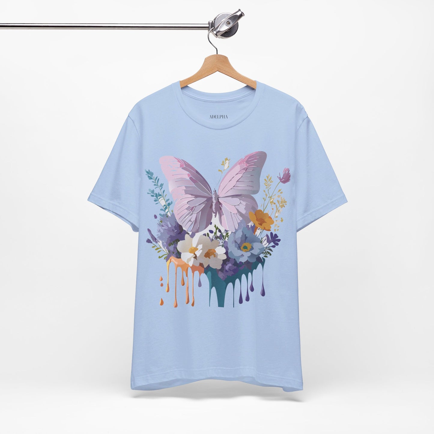 Natural Cotton Tee Shirt with Butterfly