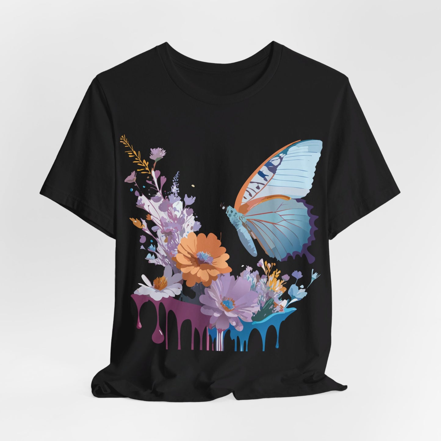 Natural Cotton Tee Shirt with Butterfly