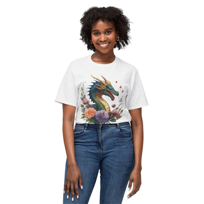 Dragon Art Design Shirt Unisex Cotton T Shirt Floral Print Tee