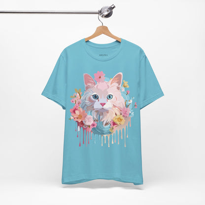Natural Cotton Tee Shirt with Cat Printify