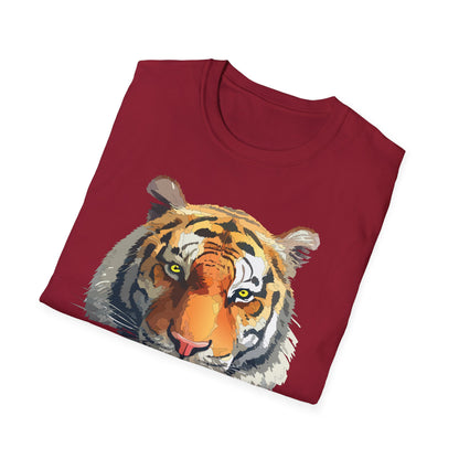Tiger Print T Shirt Unisex Animal Tee 100 Percent Cotton Softstyle Gildan 64000