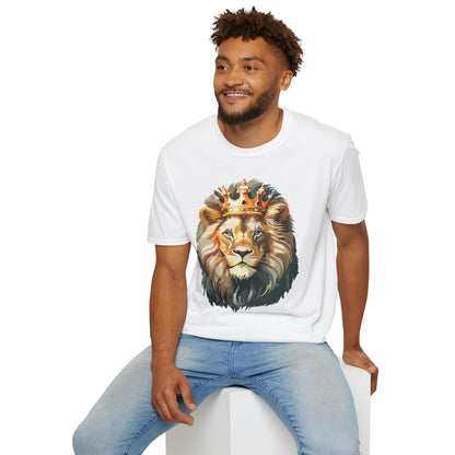 Unisex Lion Print T Shirt Softstyle 64000 One Hundred Percent Ring Spun Cotton