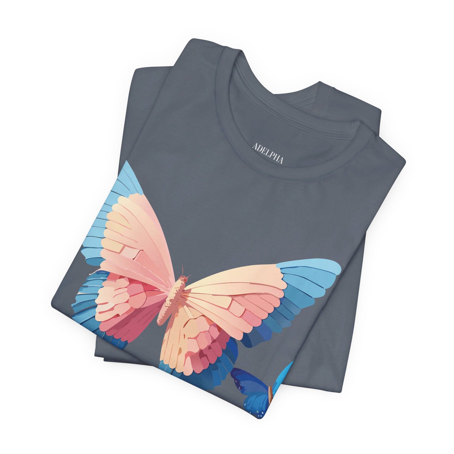 Natural Cotton Tee Shirt with Butterfly