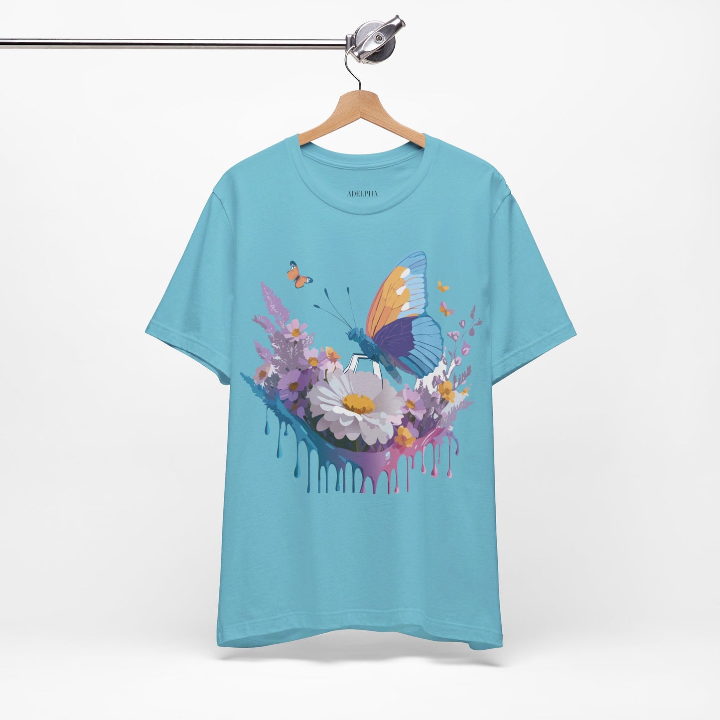 Natural Cotton Tee Shirt with Butterfly