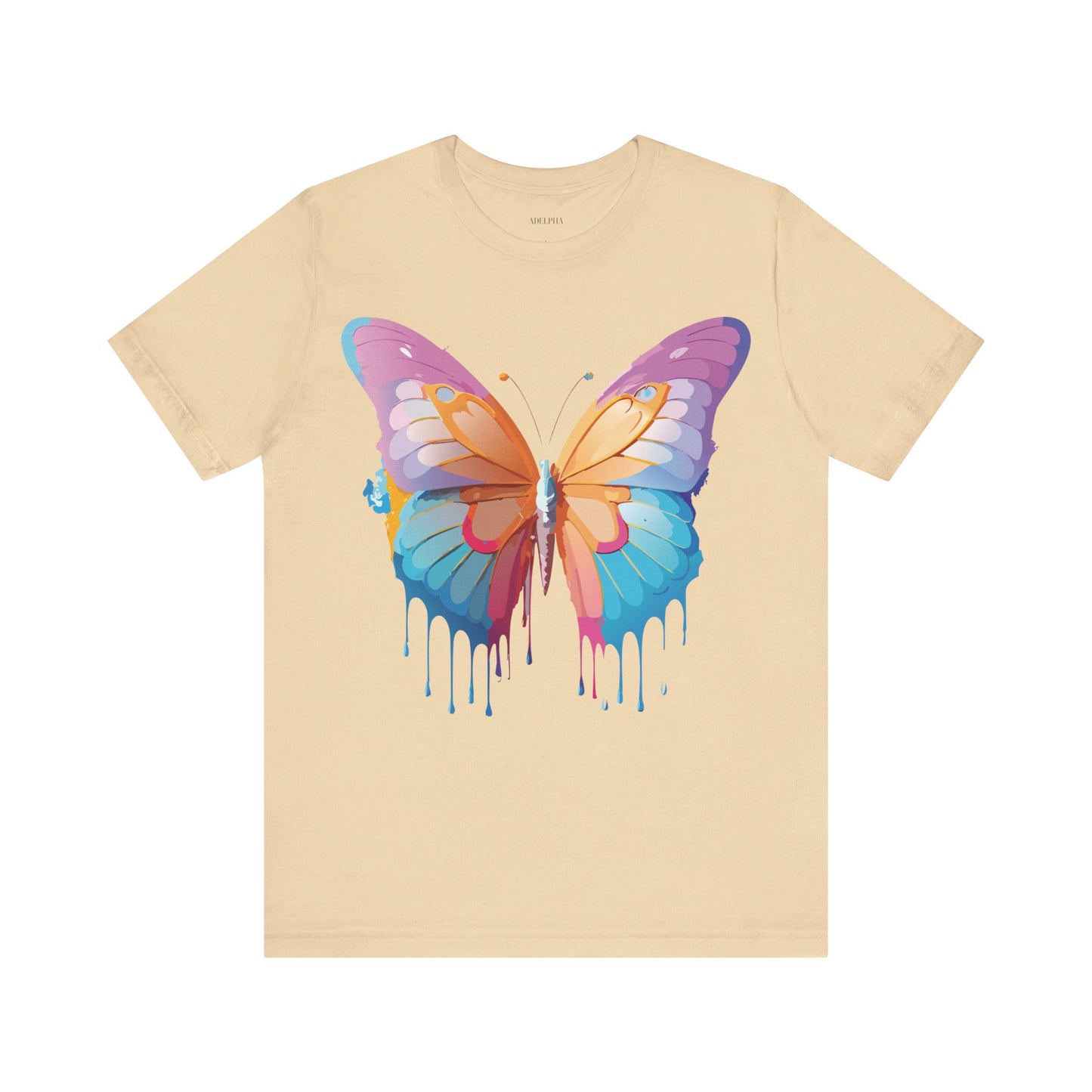 Natural Cotton Tee Shirt with Butterfly