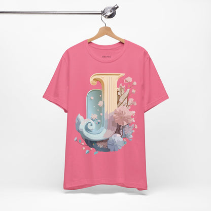 Natural Cotton Tee Shirt - Letters Collection - J Printify