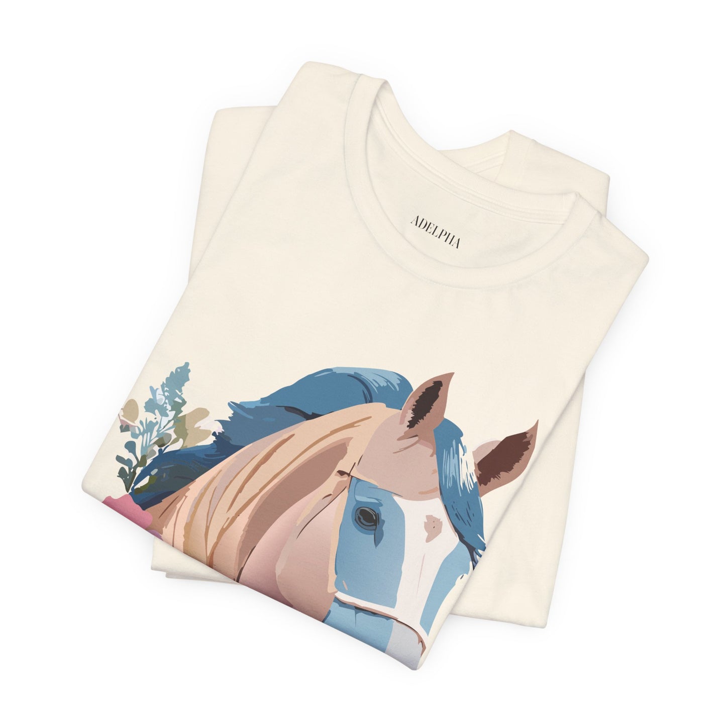 Natural Cotton Tee Shirt with Horse