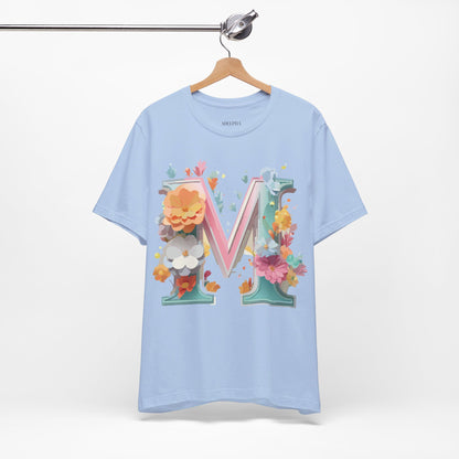 Natural Cotton Tee Shirt - Letters Collection - M Printify