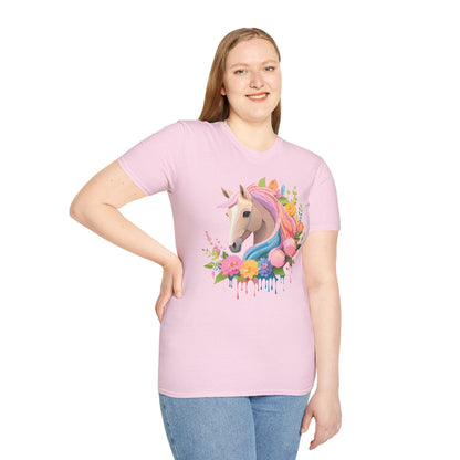 Unisex Horse Shirt Soft Cotton Tee With Animal Artwork Gildan Softstyle
