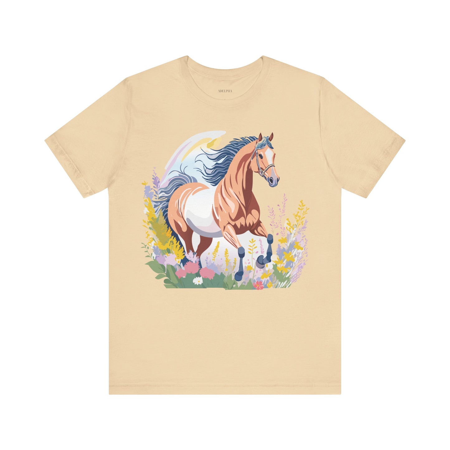 Natural Cotton Tee Shirt with Horse