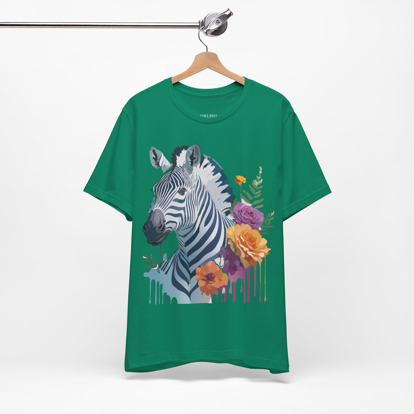 Natural Cotton Tee Shirt with Zebra