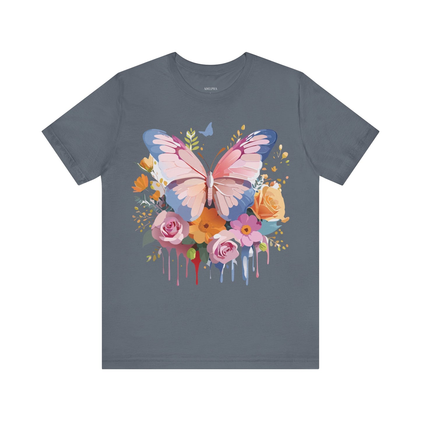 Natural Cotton Tee Shirt with Butterfly