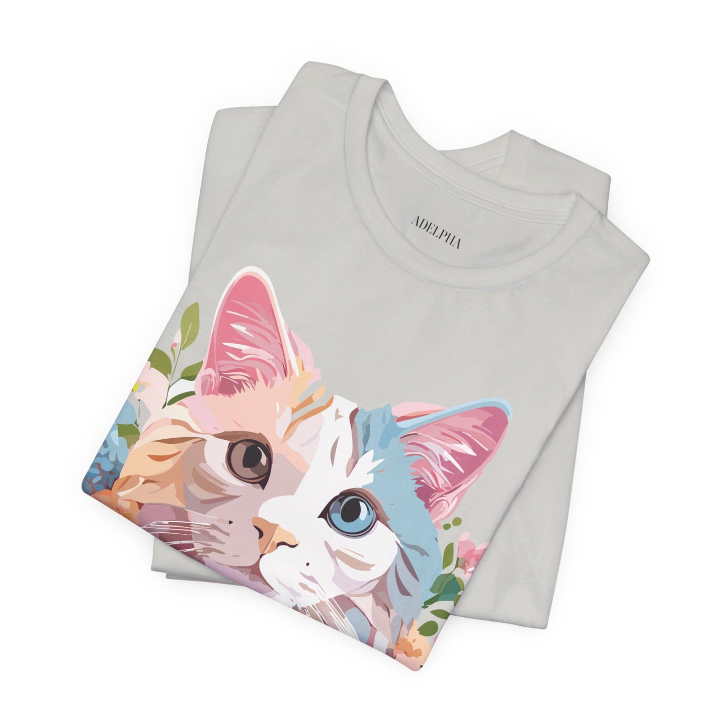 Natural Cotton Tee Shirt with Cat