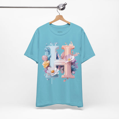 Natural Cotton Tee Shirt - Letters Collection - H Printify