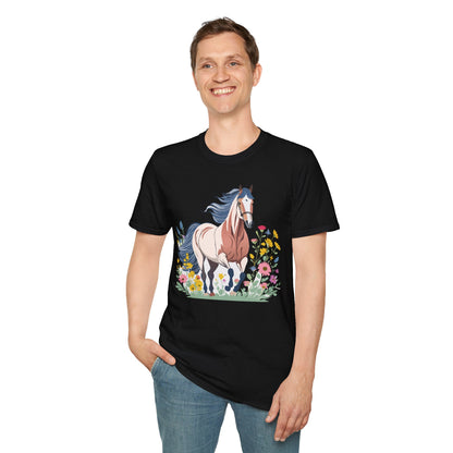 Unisex Horse Tee Softstyle Cotton Shirt With Animals Design Graphic