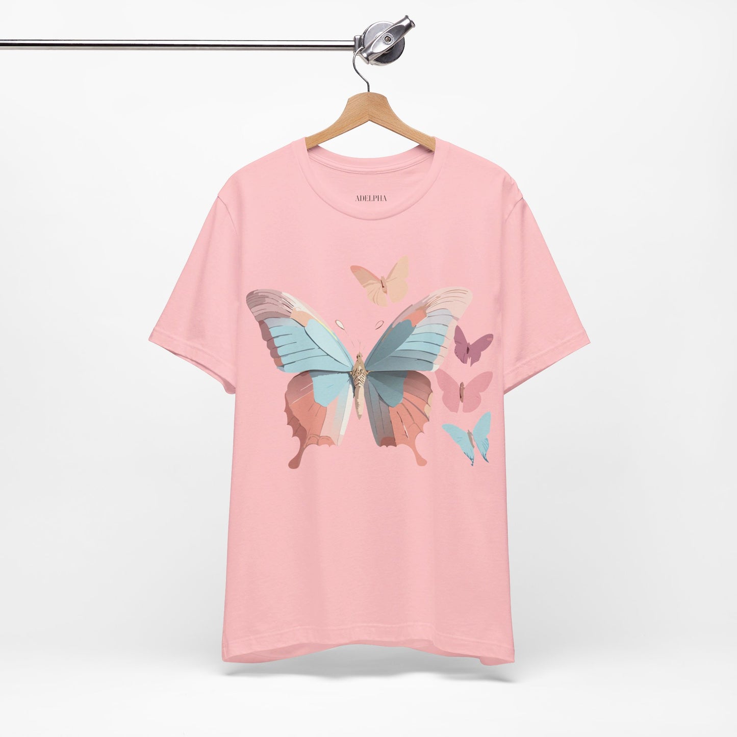 Natural Cotton Tee Shirt with Butterfly