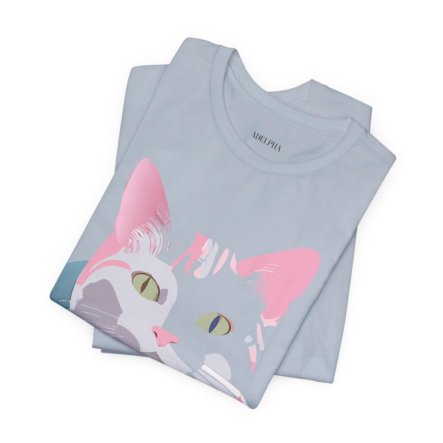 Natural Cotton Tee Shirt with Cat