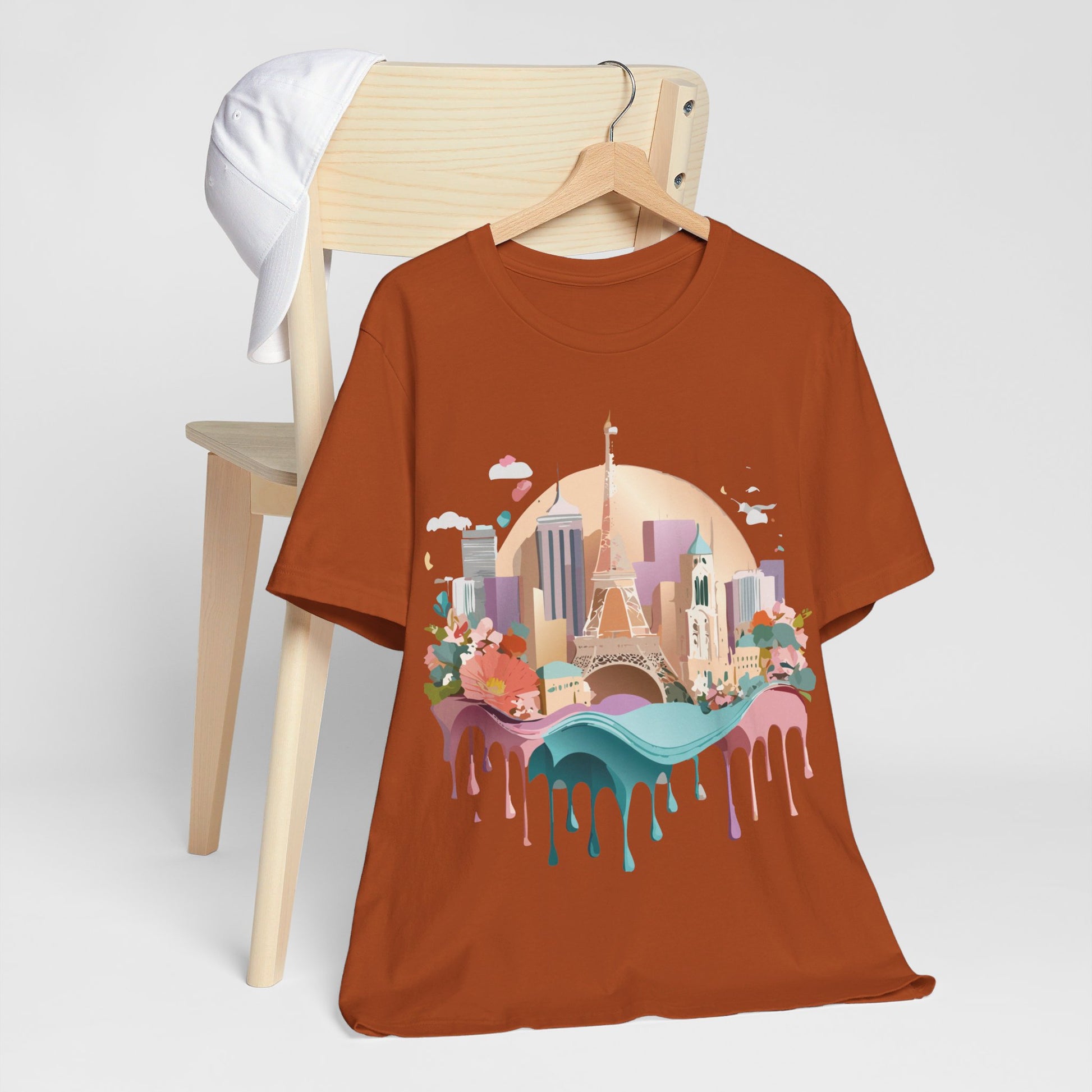 Natural Cotton Tee Shirt - Beautiful Places Collection - Paris Printify