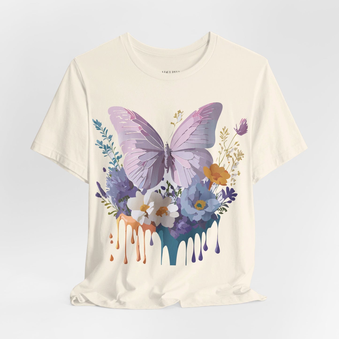 Natural Cotton Tee Shirt with Butterfly