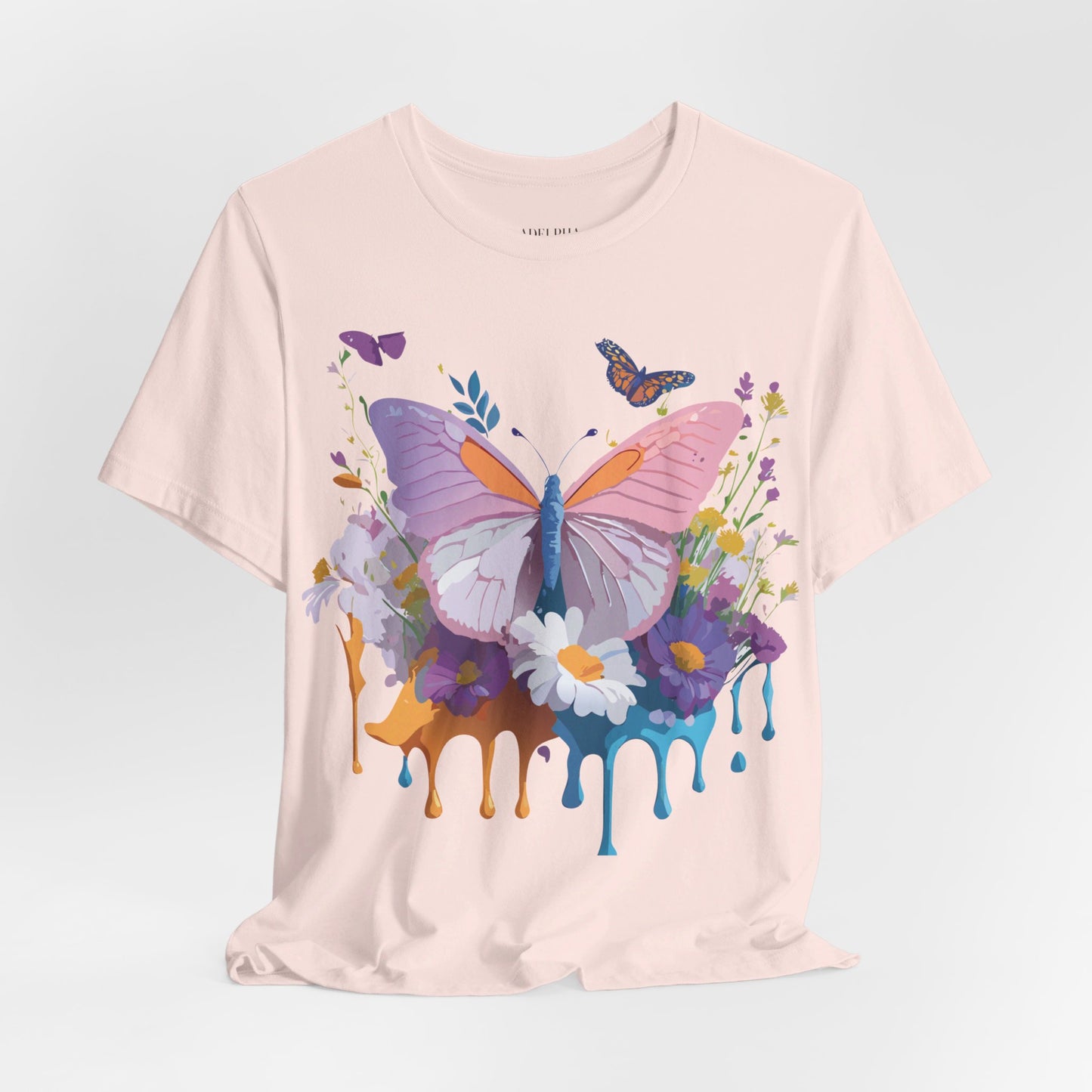 Natural Cotton Tee Shirt with Butterfly