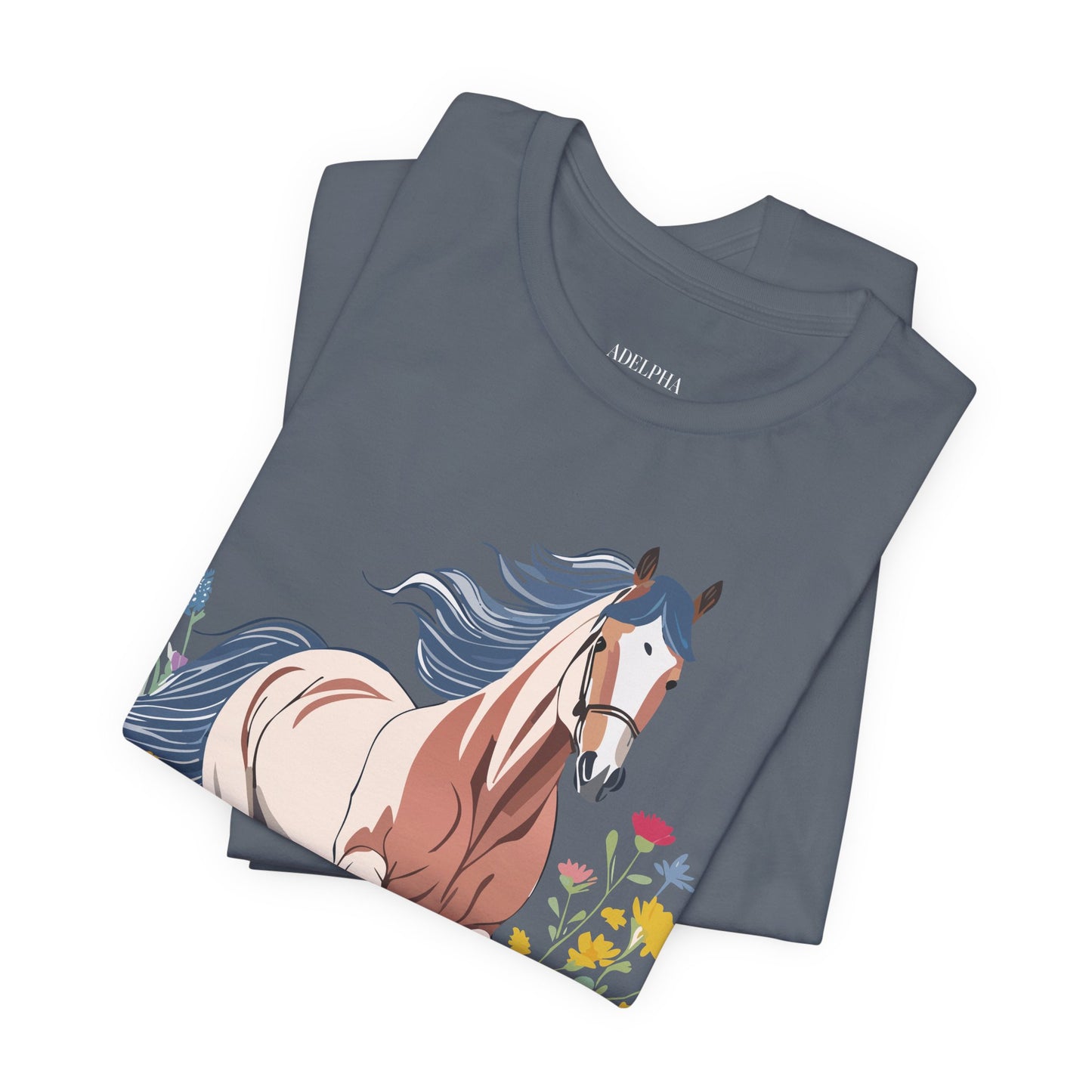 Natural Cotton Tee Shirt with Horse