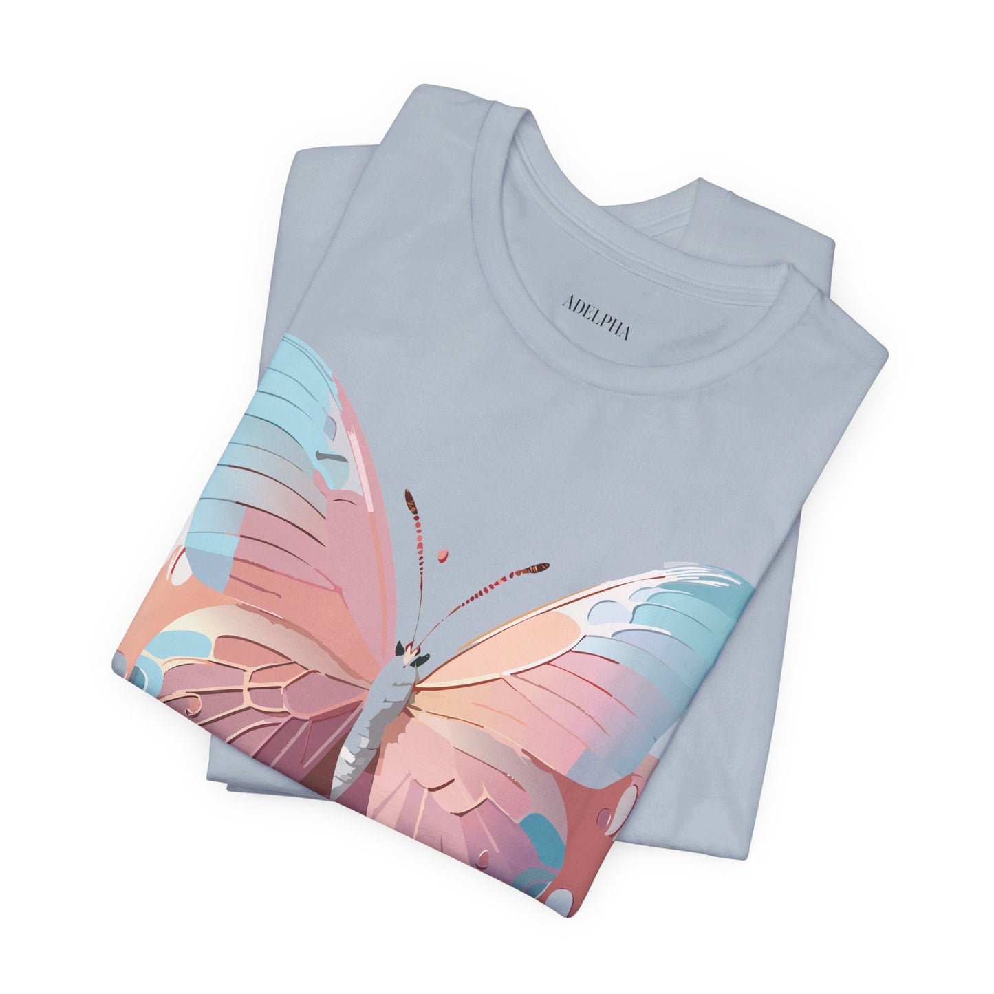 Natural Cotton Tee Shirt with Butterfly