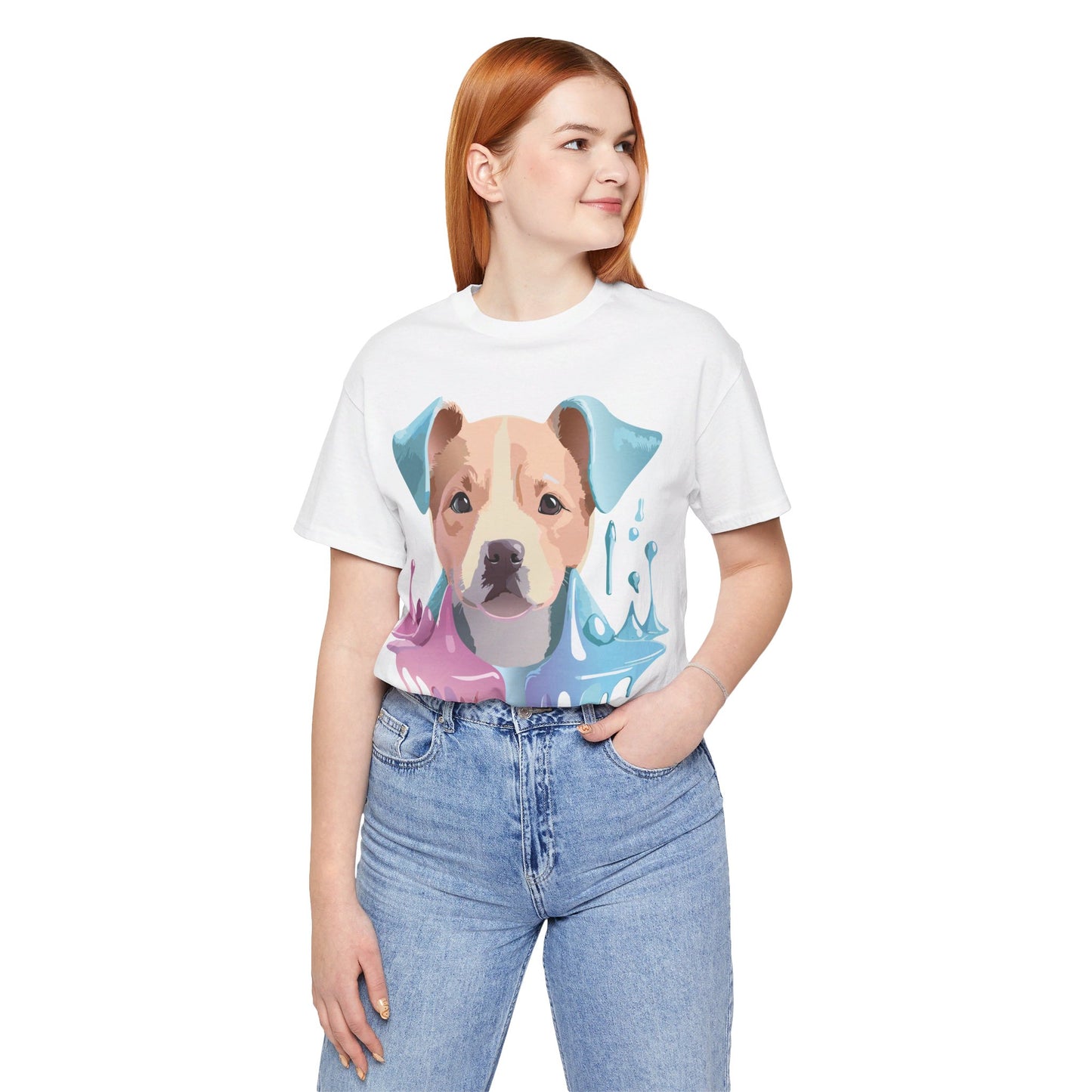 Natural Cotton Tee Shirt with Dog