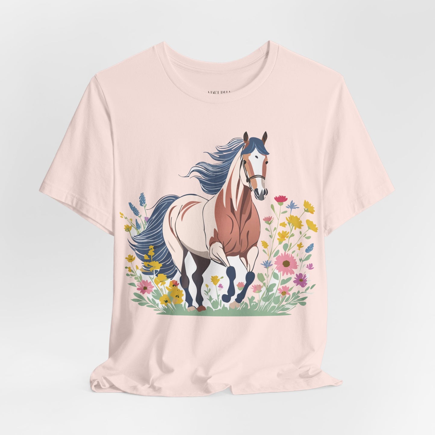 Natural Cotton Tee Shirt with Horse