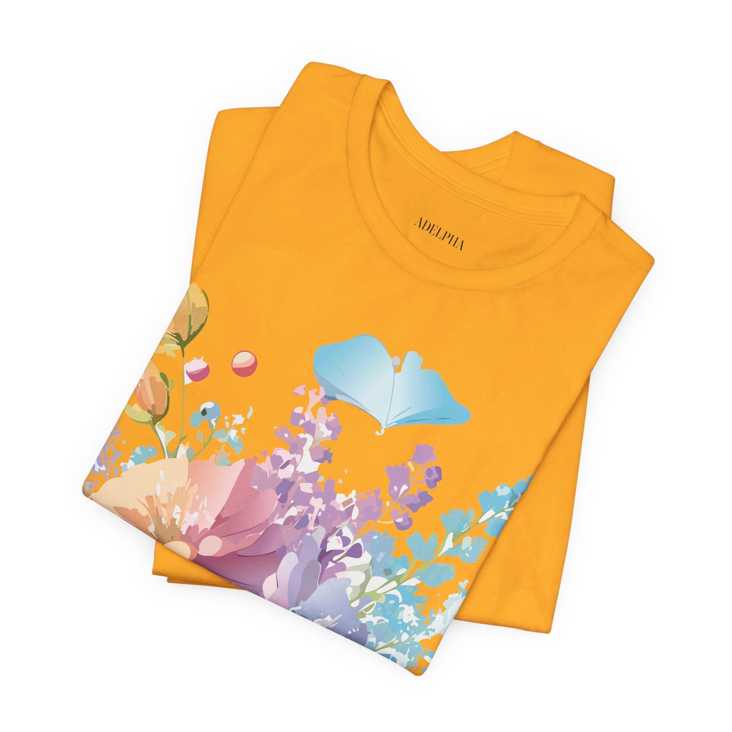 T-shirt en coton naturel avec fleurs