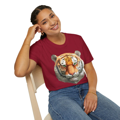 Tiger Print Shirt Unisex Animal Tee Gildan Softstyle 64000 Cotton Comfort
