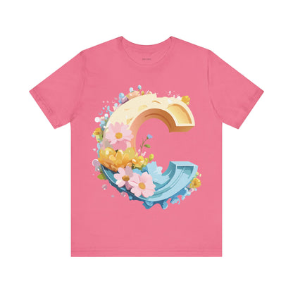 Natural Cotton Tee Shirt - Letters Collection - C Printify