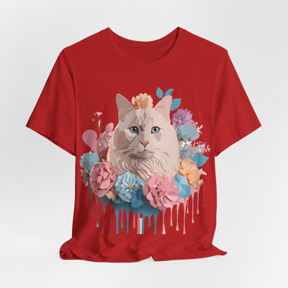 Natural Cotton Tee Shirt with Cat Printify
