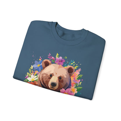 Unisex Floral Bear Sweatshirt Art Design Animals Print Sweatshirt Collection