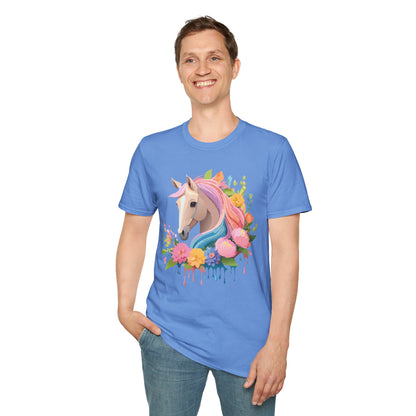 Unisex Horse Shirt Soft Cotton Tee With Animal Artwork Gildan Softstyle