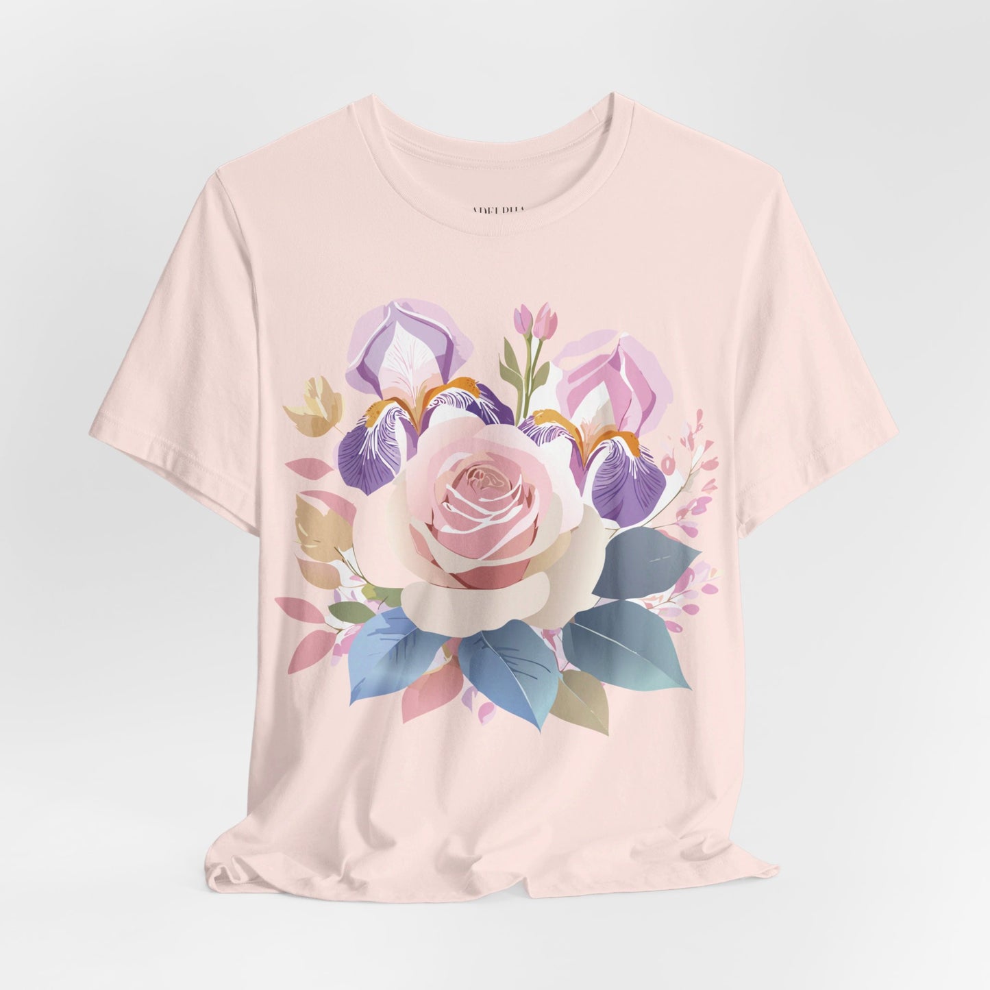 Natural Cotton Tee Shirt with Flowers