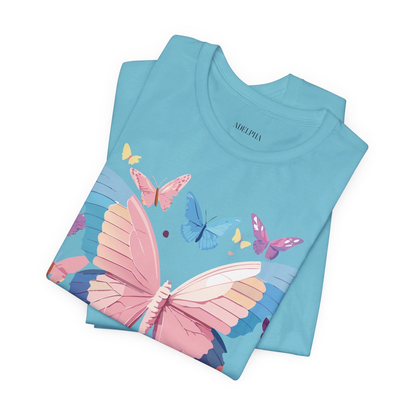 Natural Cotton Tee Shirt with Butterfly