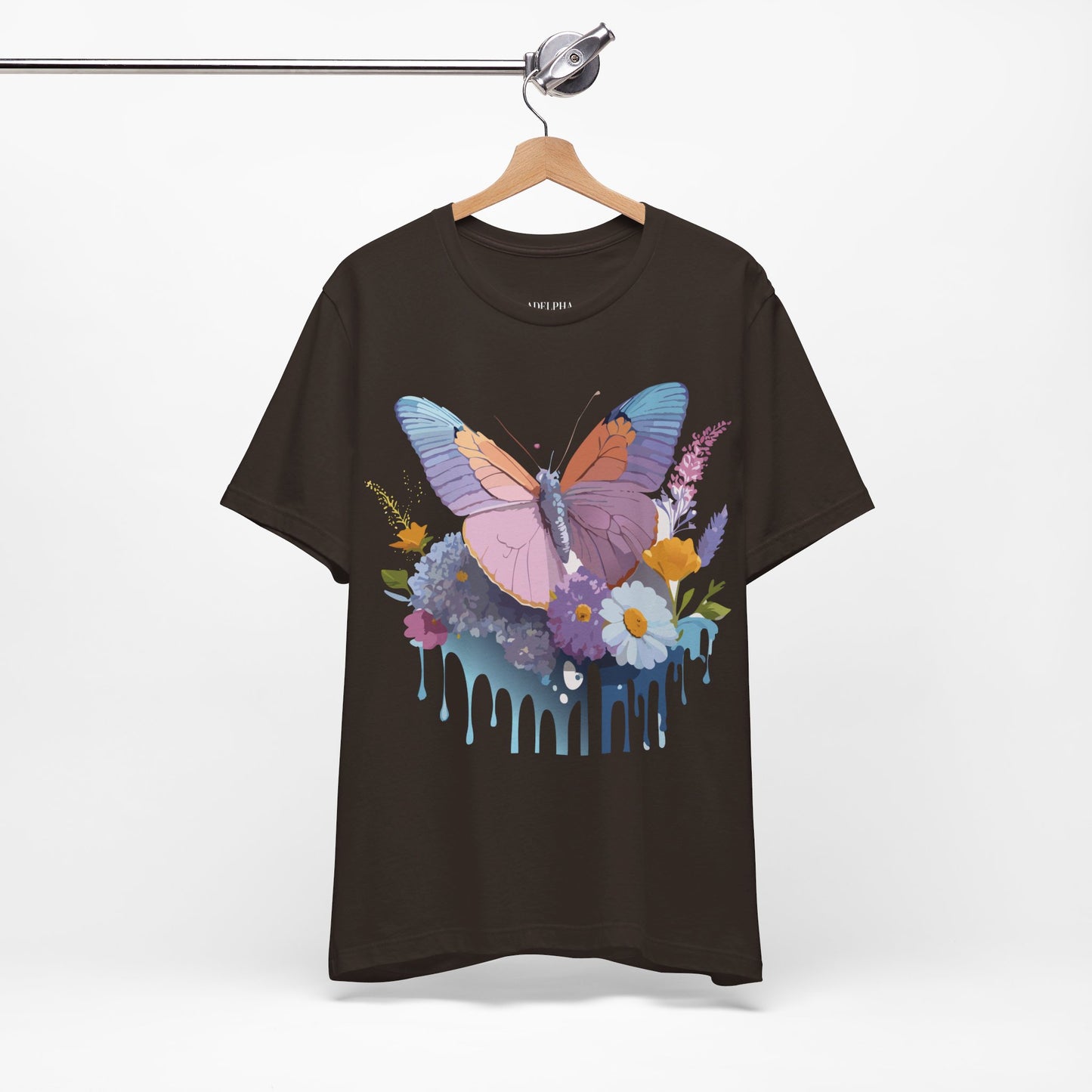 Natural Cotton Tee Shirt with Butterfly