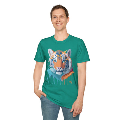 Tiger Print Shirt Unisex Softstyle Tee 100 Percent Ring Spun Cotton