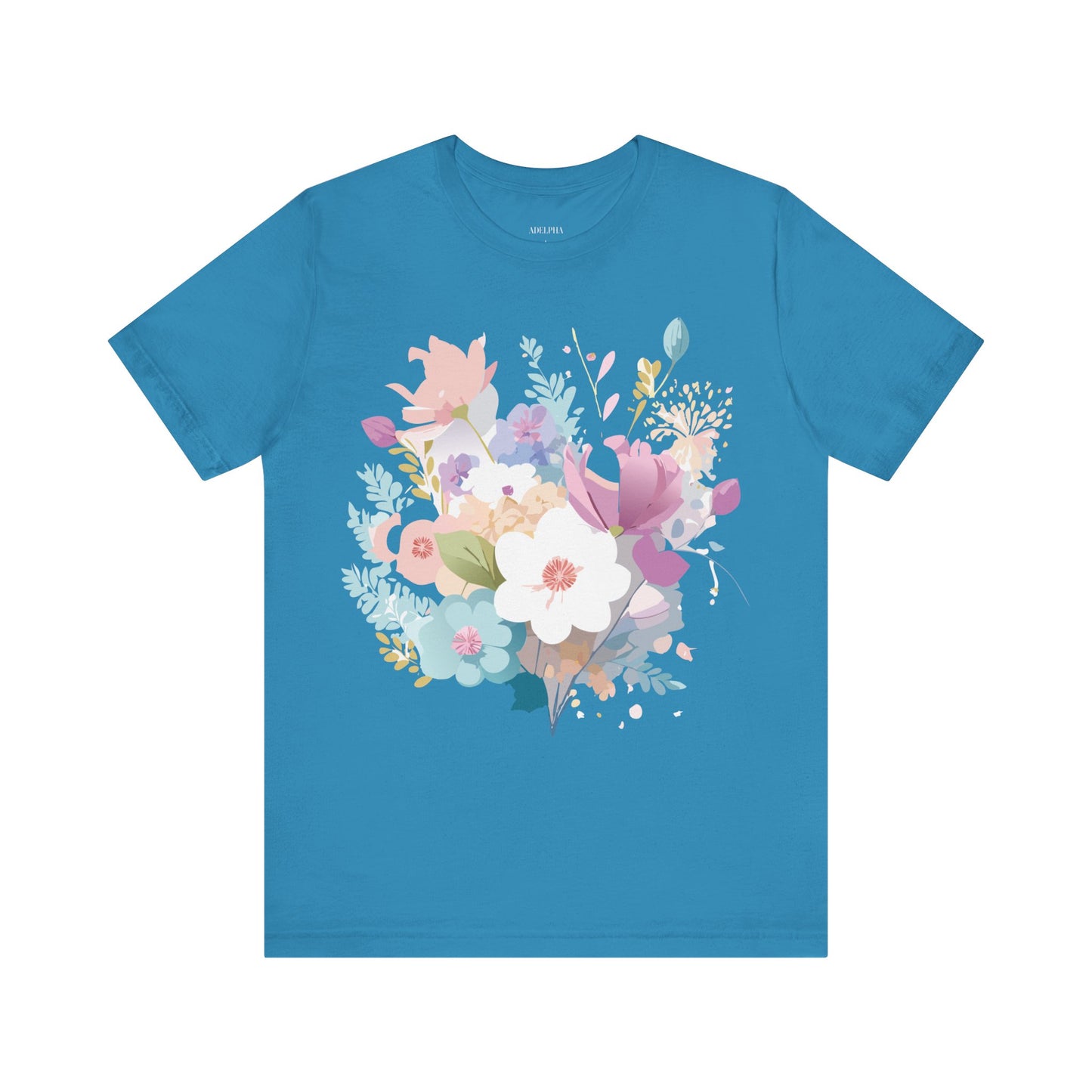 Natural Cotton Tee Shirt with Flowers