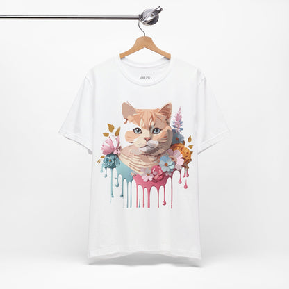 Natural Cotton Tee Shirt with Cat Printify