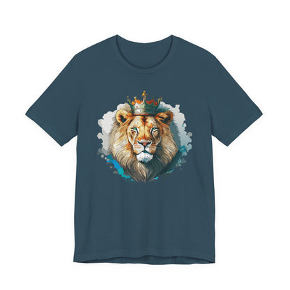 Lion with Crown Tee Unisex Cotton Watercolor King Lion Graphic T-Shirt 2