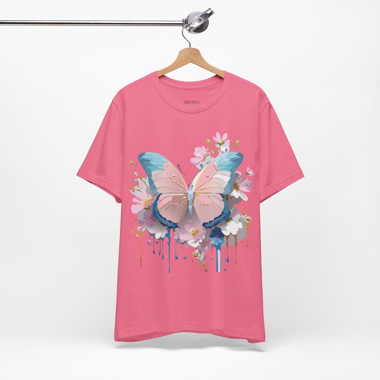 Natural Cotton Tee Shirt with Butterfly