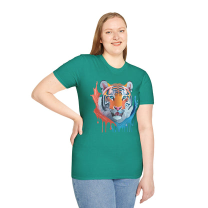 Unisex Tiger Tee Gildan Softstyle Animal Print Shirt Ring Spun Cotton